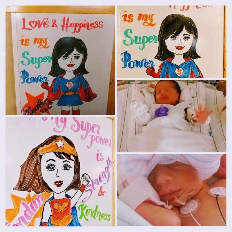 NICU superhero drawings and early NICU memories of Charlie and JoJo